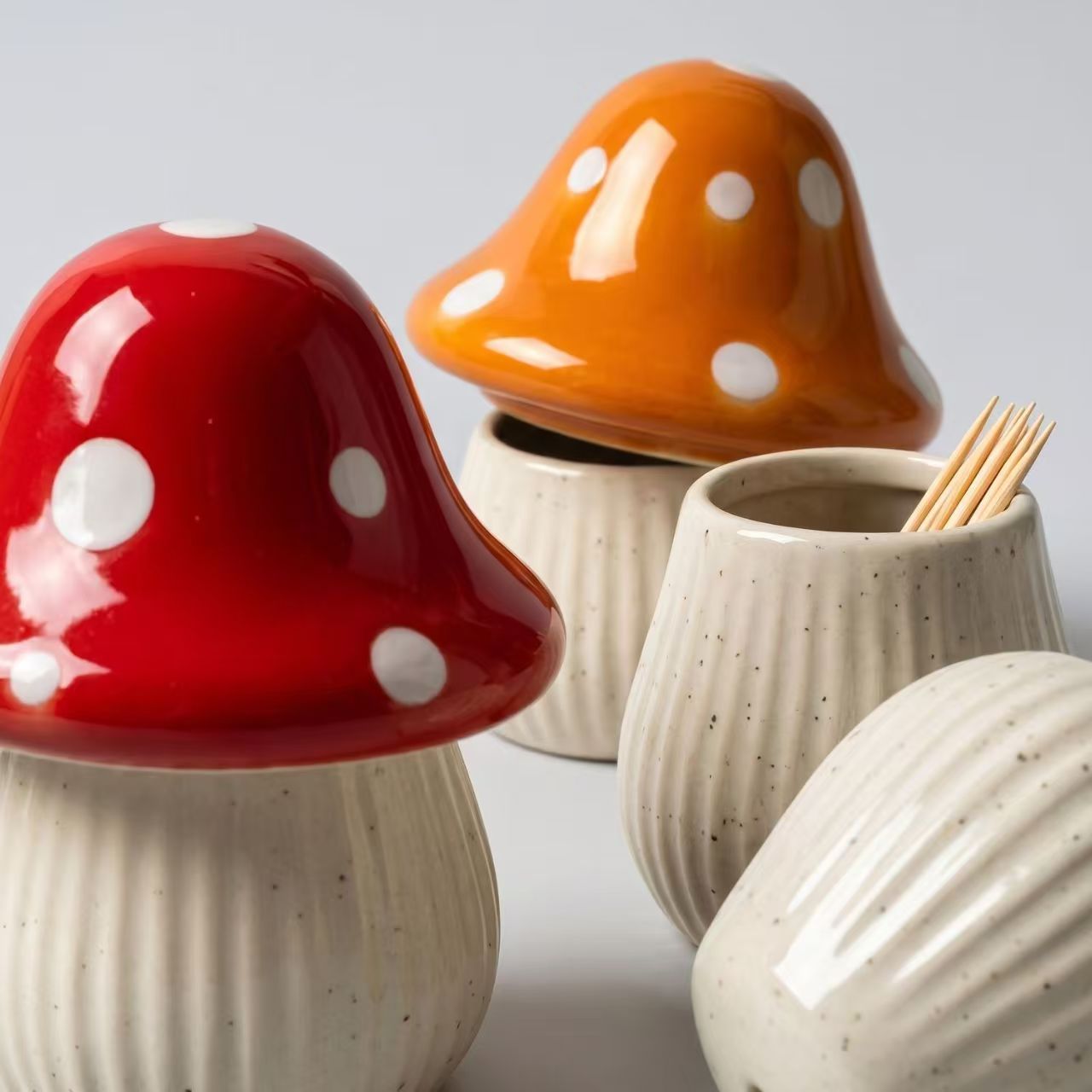 Cartoon Mushroom Ceramic Stora - Kitchen Baking Storage ulasan dan harga
