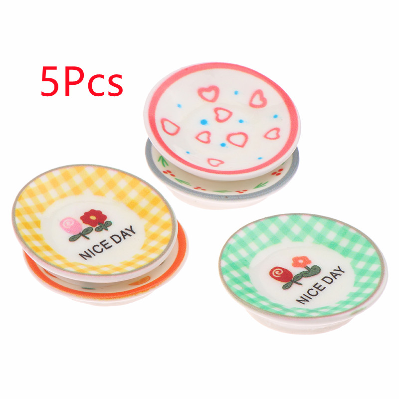 5Pcs 1/12 Dollhouse Mini Plate - Kitchen Baking Storage ulasan dan harga