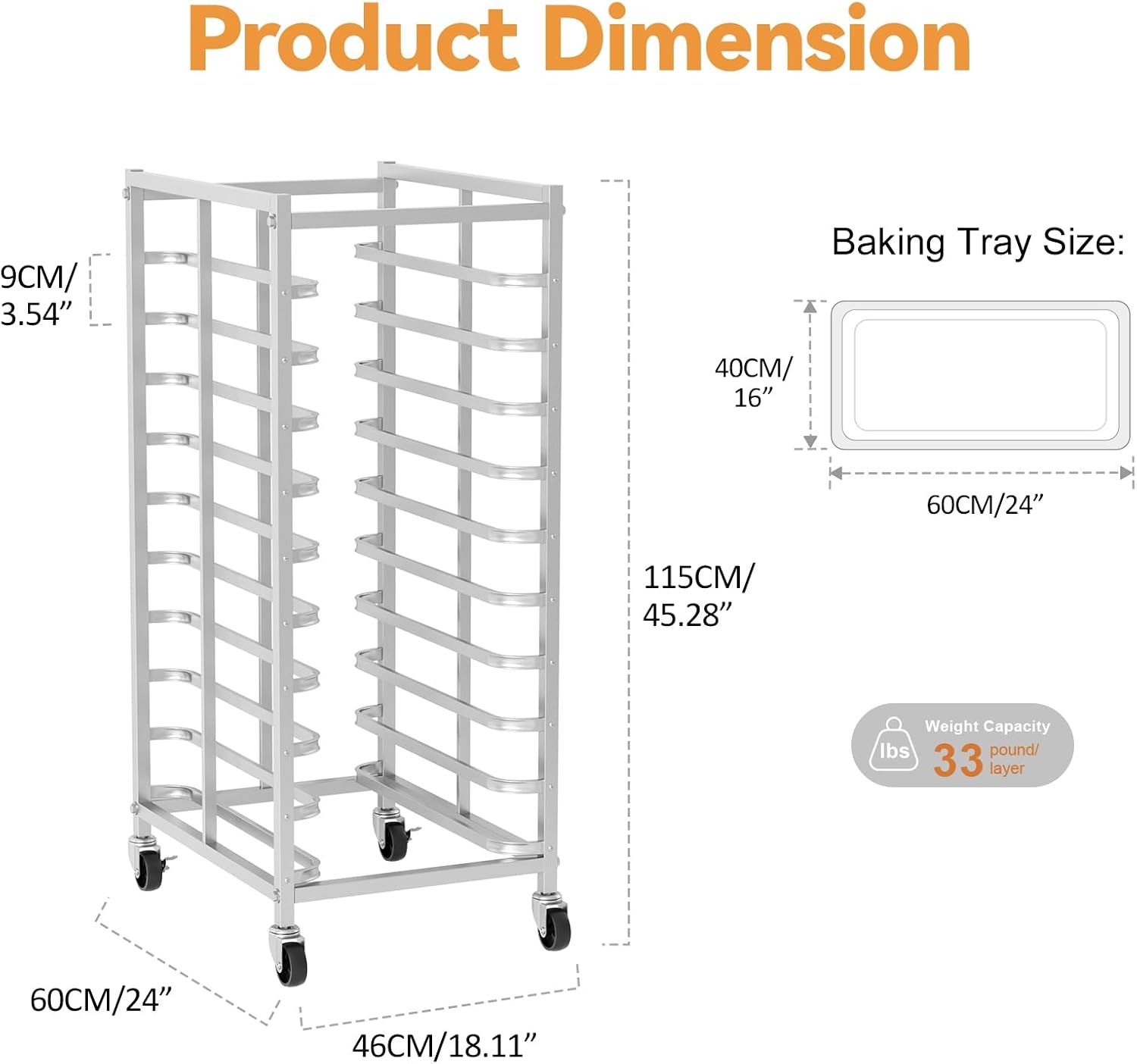 Commercial Stainless Steel Bak - Kitchen Baking Cart ulasan dan harga