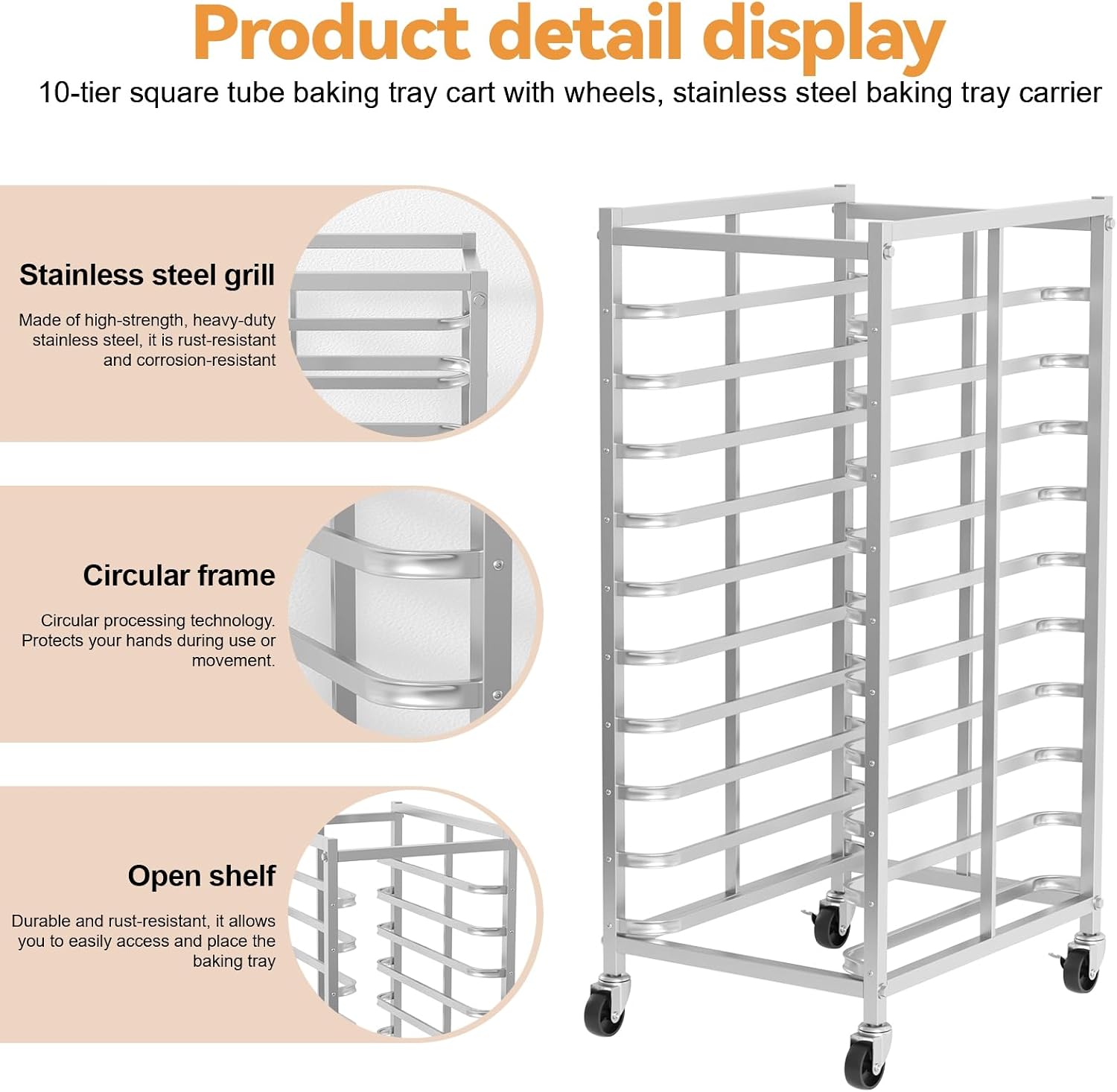 Commercial Stainless Steel Bak - Kitchen Baking Cart ulasan dan harga