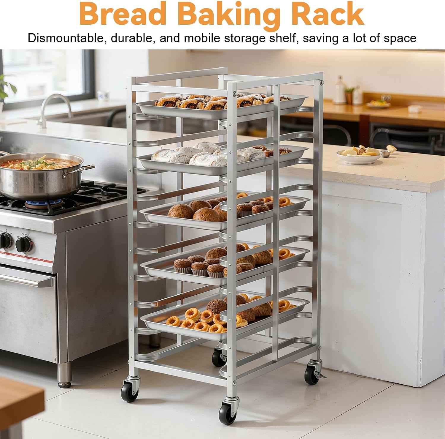 Commercial Stainless Steel Bak - Kitchen Baking Cart ulasan dan harga