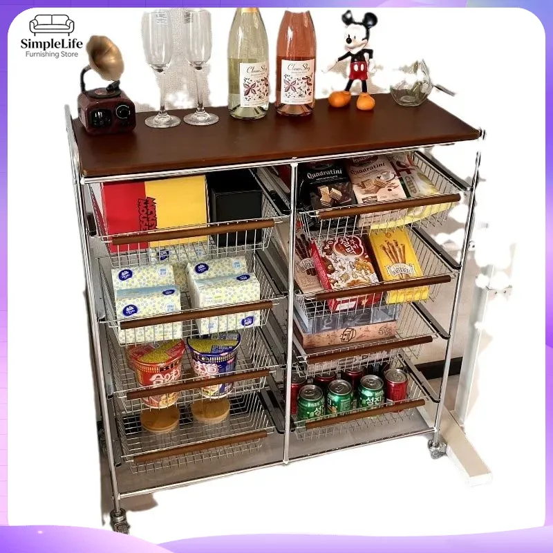 Retro Kitchen Cart with Wheels - Kitchen Baking Cart ulasan dan harga