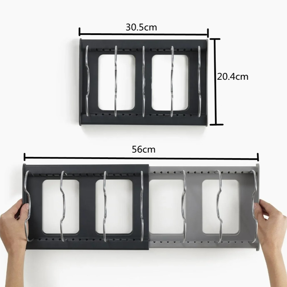 1Pc 7-grid Telescopic Pot Rack - Kitchen Baking Pan Organizer ulasan dan harga
