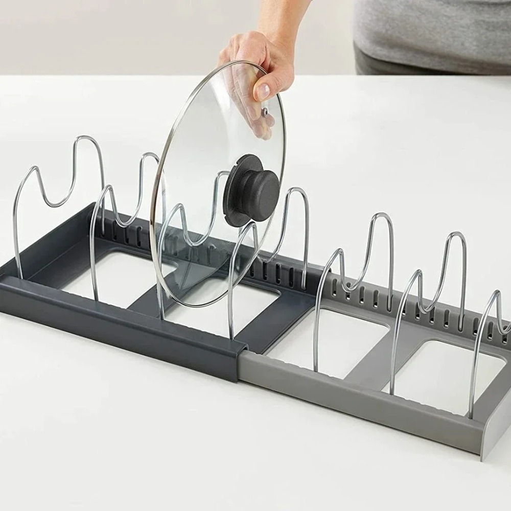1Pc 7-grid Telescopic Pot Rack - Kitchen Baking Pan Organizer ulasan dan harga