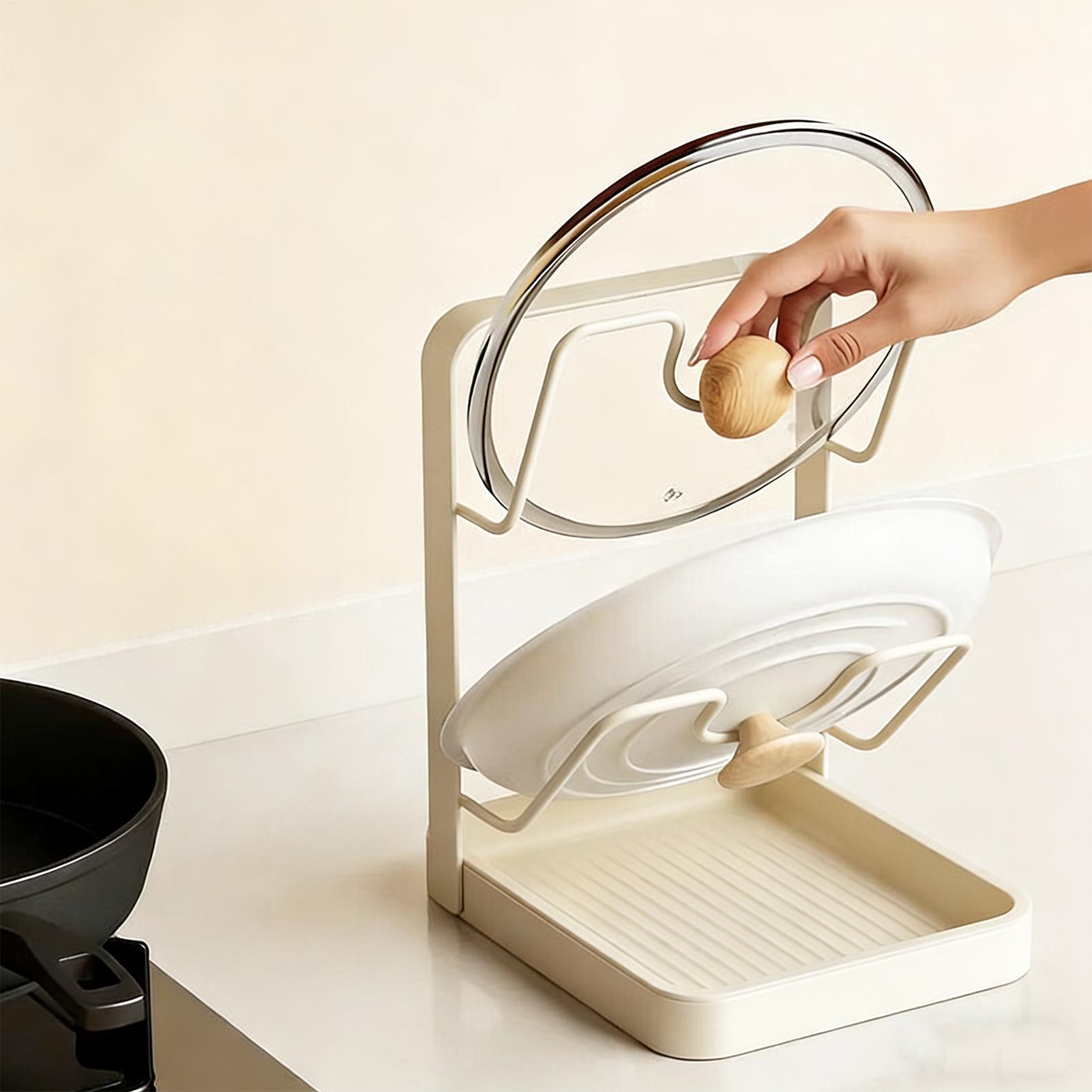 Pot Lid Organizer Anti-Slip Ki - Kitchen Baking Pan Organizer ulasan dan harga