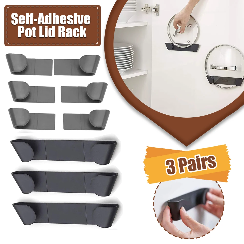 3 Pairs Self-Adhesive Pot Lid  - Kitchen Baking Pan Organizer ulasan dan harga