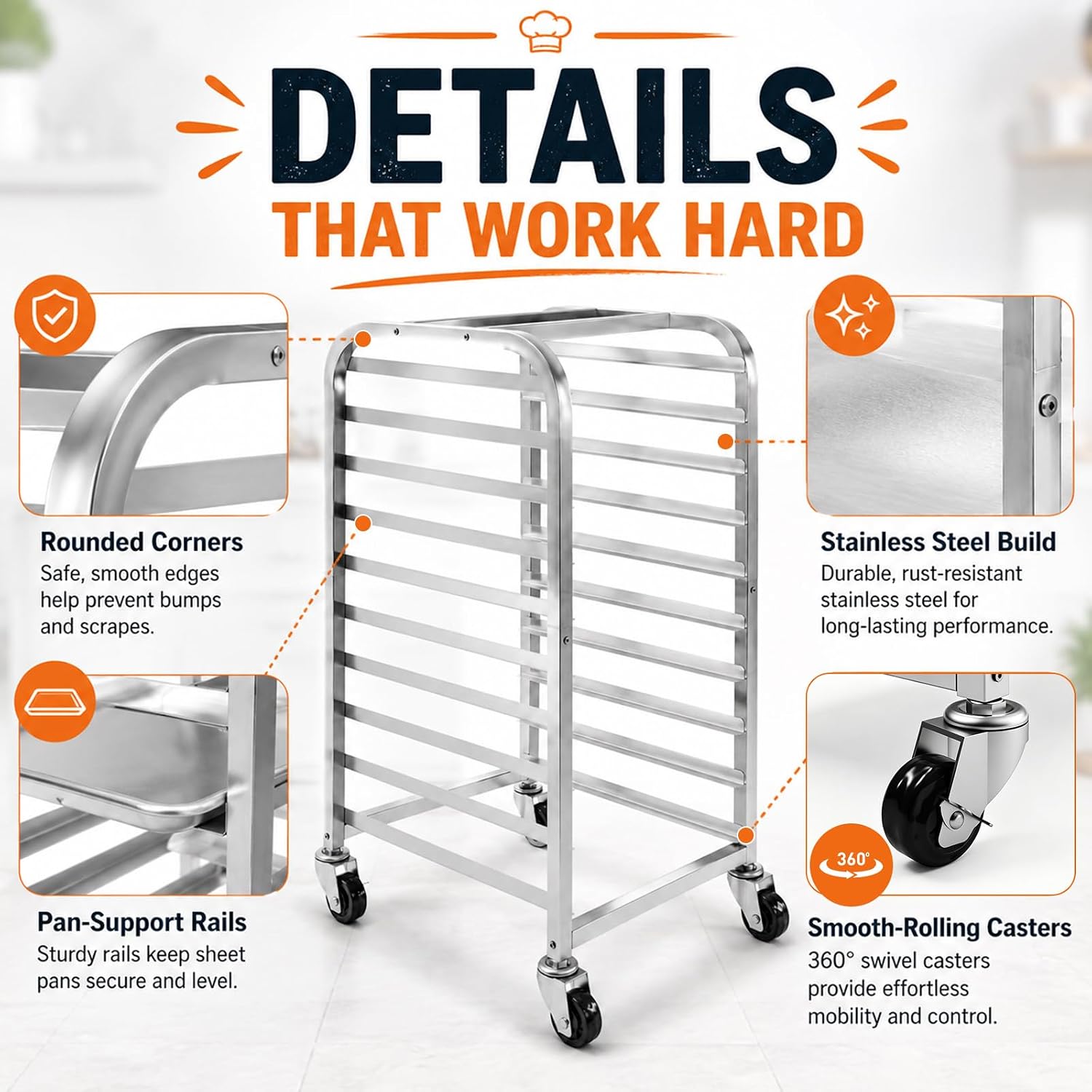 10 Tier Stainless Steel Sheet  - Kitchen Baking Cart ulasan dan harga