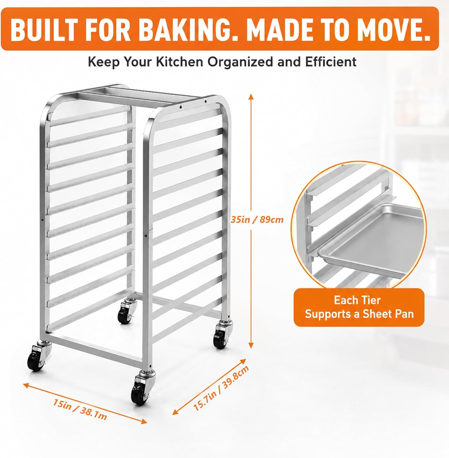 10 Tier Stainless Steel Sheet  - Kitchen Baking Cart ulasan dan harga